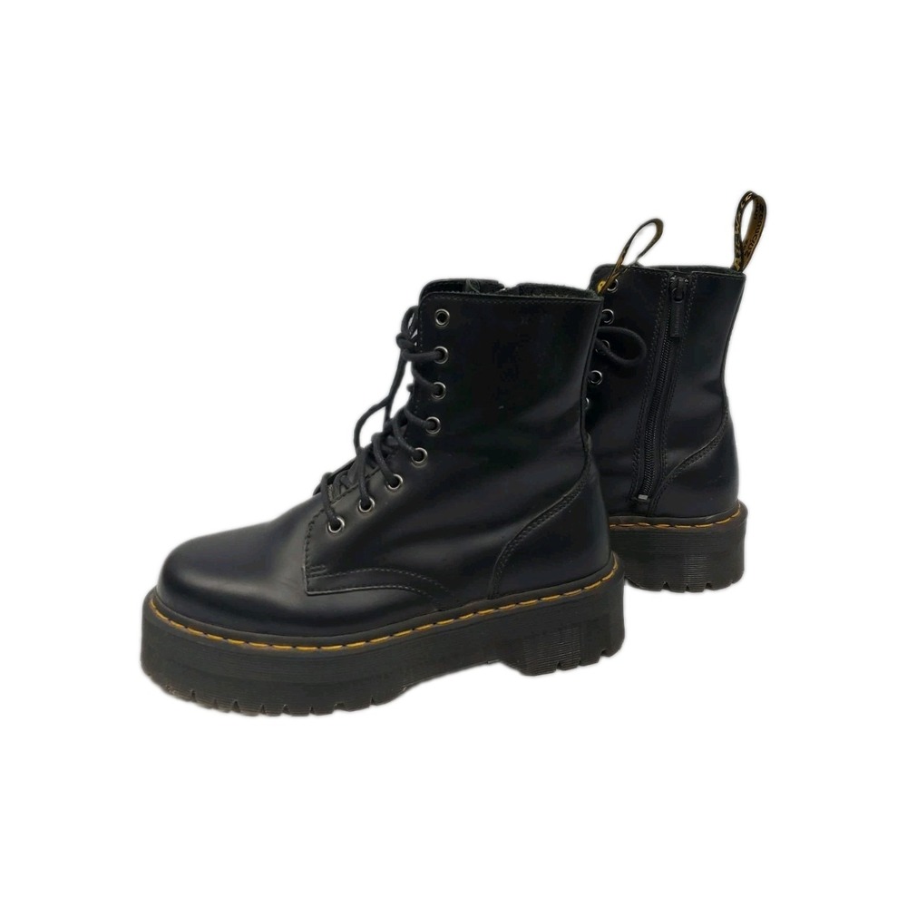 DR. MARTENS BLACK LEATHER JADON PLATFORM ANKLE BOOTS, WOMEN US 9L 8M EUR 41 Zip